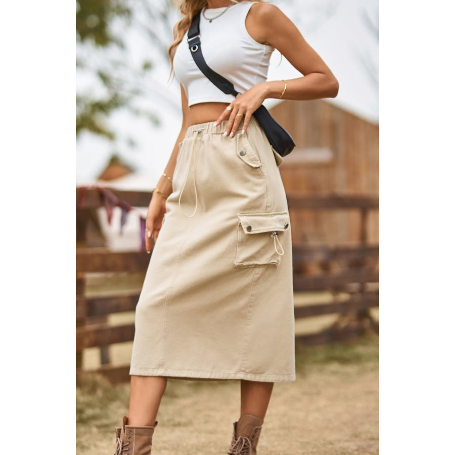 Drawstring best sale denim skirt