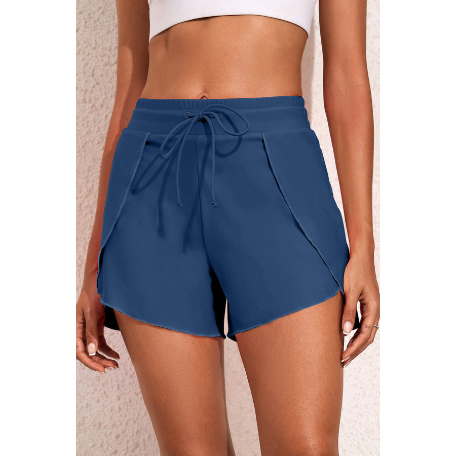 Drawstring Waist Swim Shorts Peacock Blue / S Apparel and Accessories