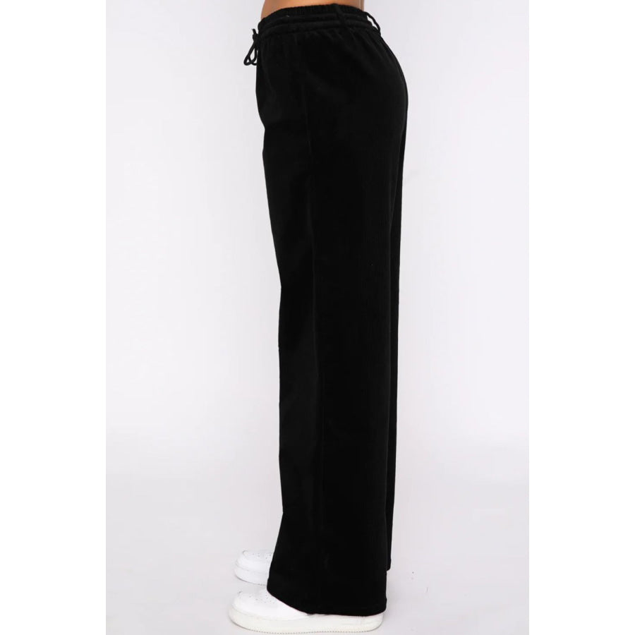 Drawstring Waist Wide Leg Active Pants Apparel and Accessories