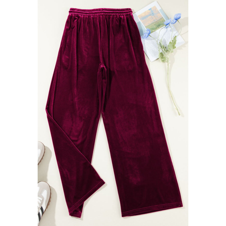 Drawstring Waist Wide Leg Active Pants Apparel and Accessories