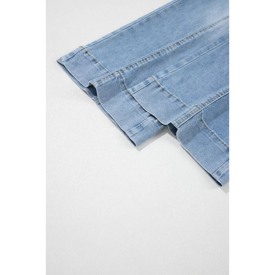 Drawstring Waist Wide Leg Ankle Length Jeans Apparel and Accessories