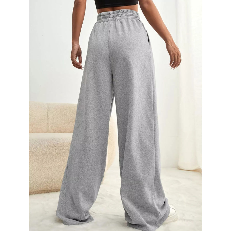 Drawstring Waist Wide Leg Pants Apparel and Accessories