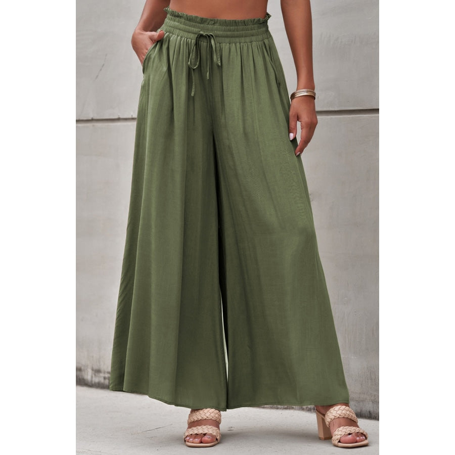 Drawstring Waist Wide Leg Pants