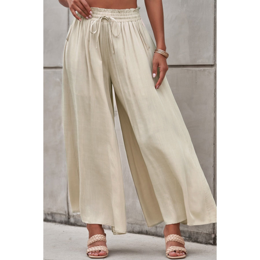 Drawstring Waist Wide Leg Pants