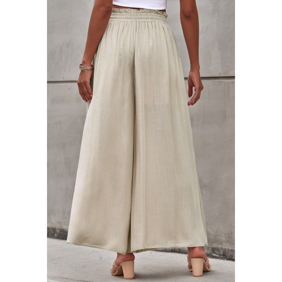 Drawstring Waist Wide Leg Pants