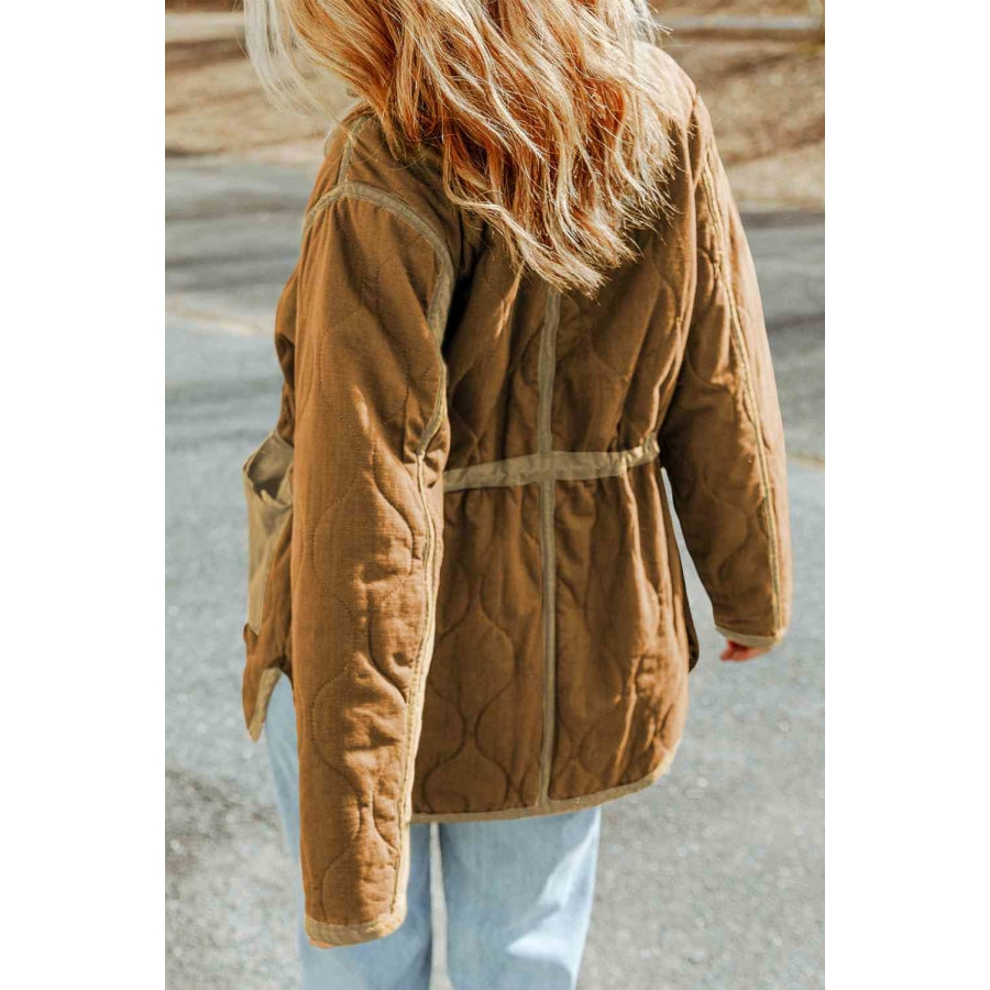 Drawstring Waist Zip-Up Jacket