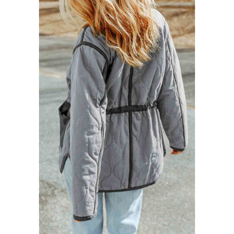 Drawstring Waist Zip-Up Jacket