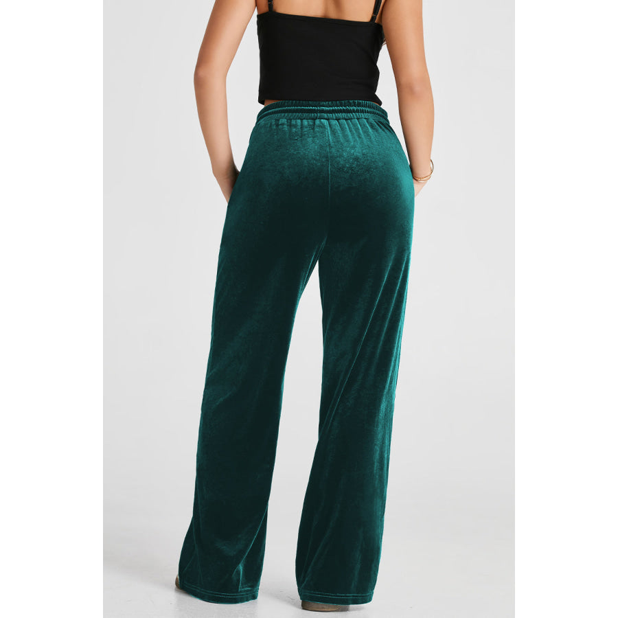 Drawstring Wide Leg Active Pants Apparel and Accessories
