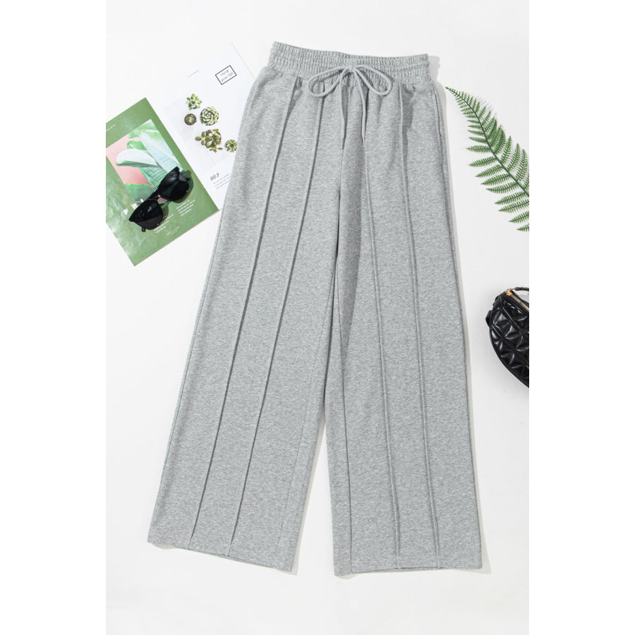 Drawstring Wide Leg Active Pants Gray / S Apparel and Accessories