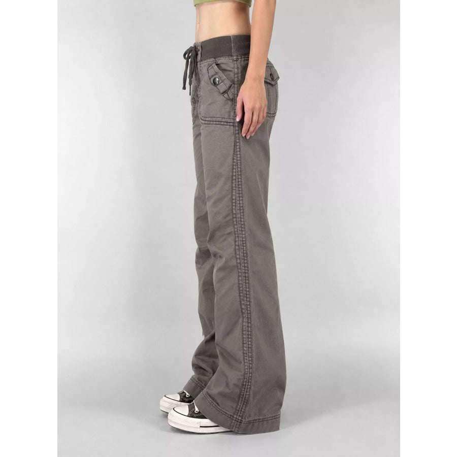 Drawstring Wide-Leg Cargo Jeans Apparel and Accessories