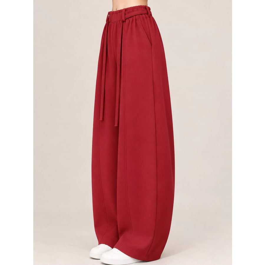 Drawstring Wide-Leg Casual Pants Apparel and Accessories