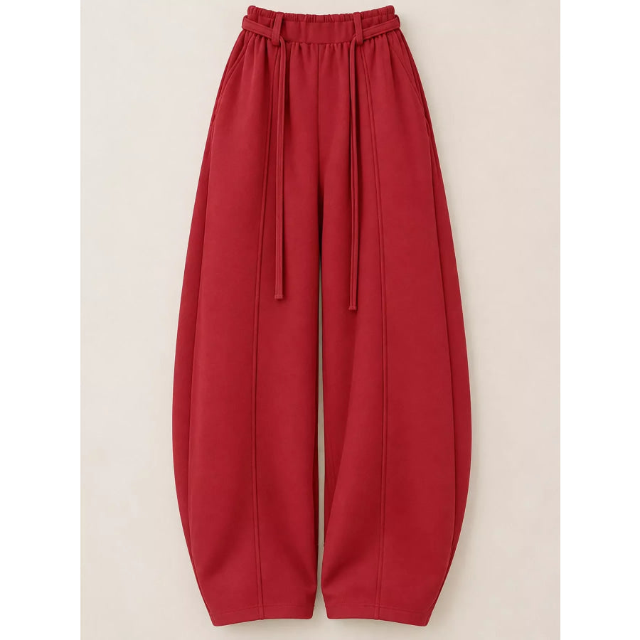 Drawstring Wide-Leg Casual Pants Apparel and Accessories
