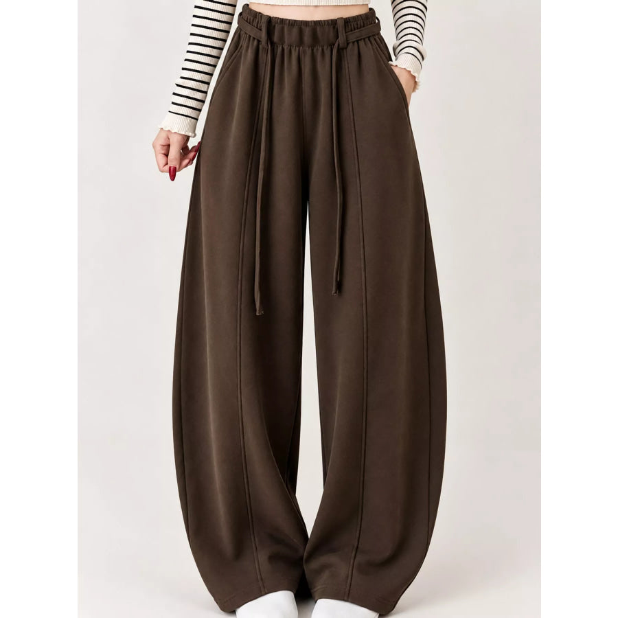Drawstring Wide-Leg Casual Pants Apparel and Accessories