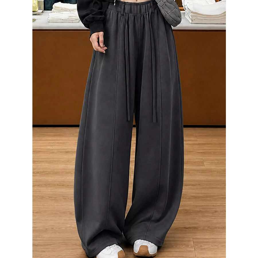Drawstring Wide-Leg Casual Pants Apparel and Accessories