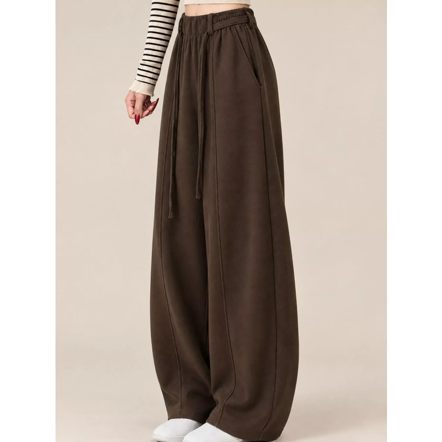 Drawstring Wide-Leg Casual Pants Apparel and Accessories