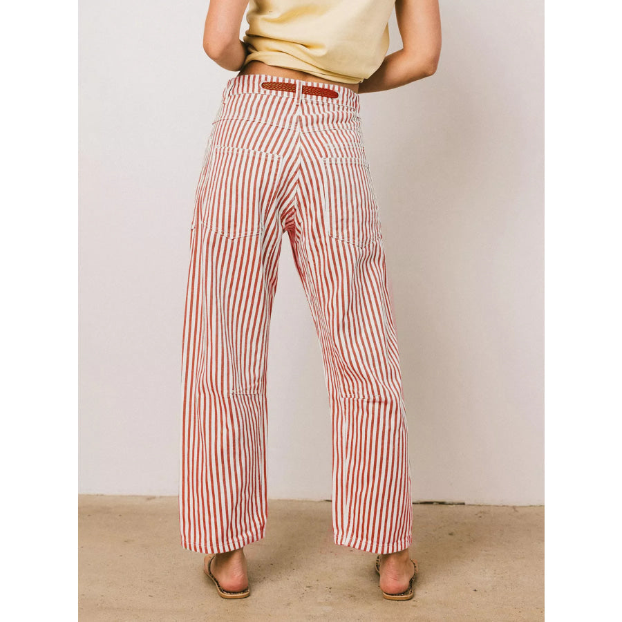 Drawstring Wide Leg Cropped Jeans Apparel and Accessories