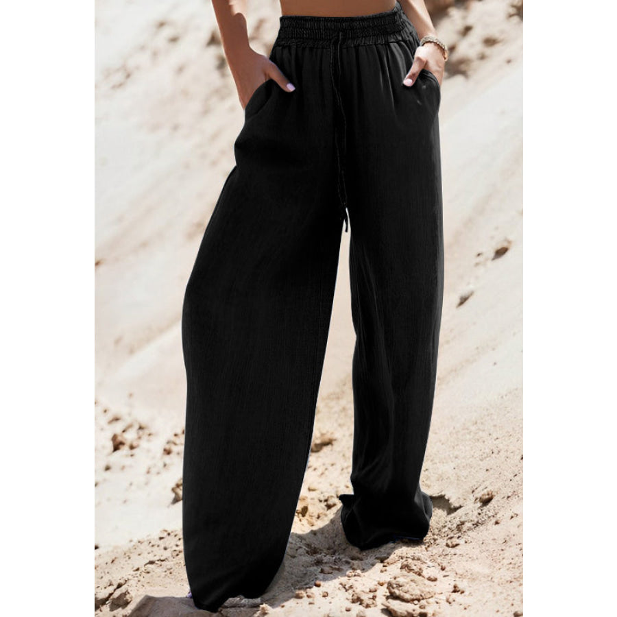 Drawstring Wide Leg Jeans Apparel and Accessories