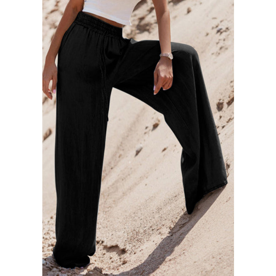 Drawstring Wide Leg Jeans Apparel and Accessories