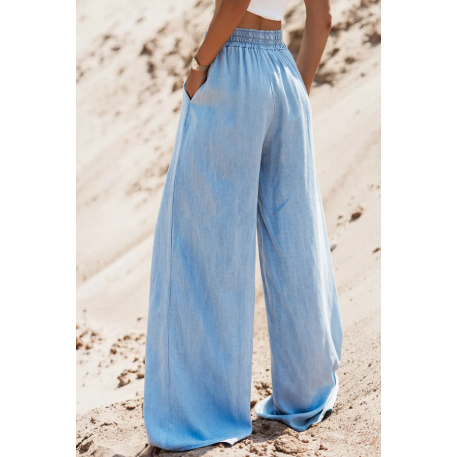 Drawstring Wide Leg Jeans Apparel and Accessories