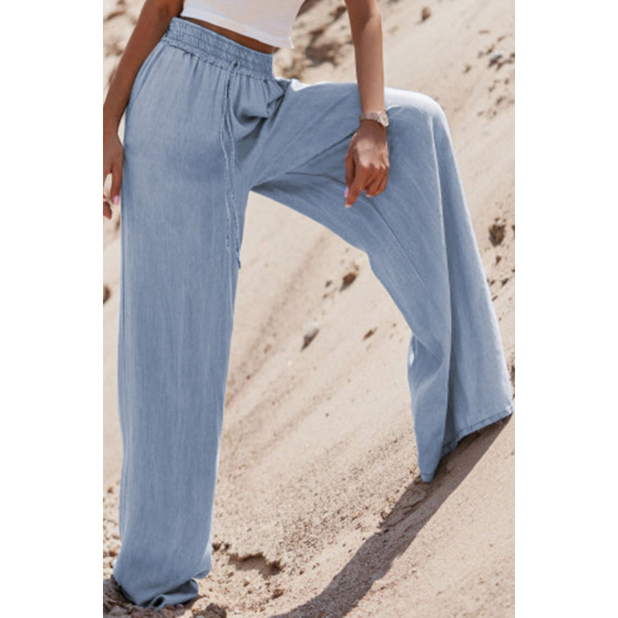 Drawstring Wide Leg Jeans Apparel and Accessories