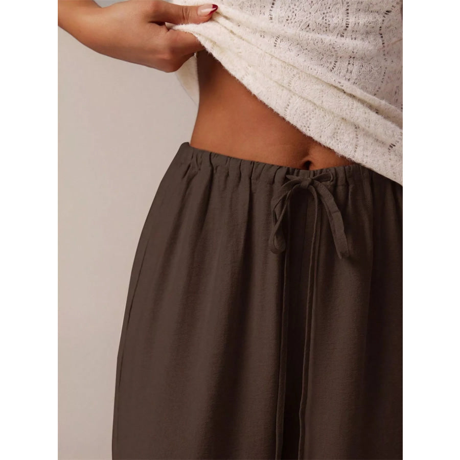 Drawstring Wide Leg Pants Apparel and Accessories