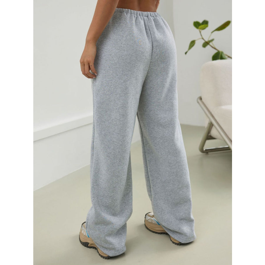 Drawstring Wide Leg Pants Light Gray / S Apparel and Accessories