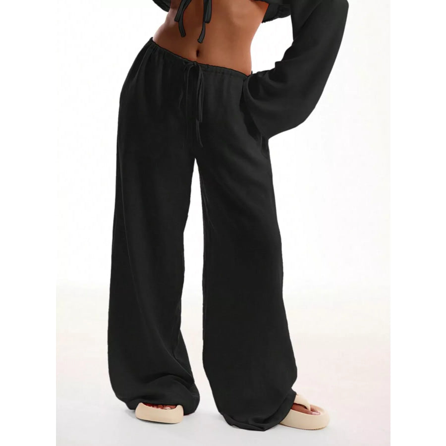 Drawstring Wide Leg Pants Apparel and Accessories
