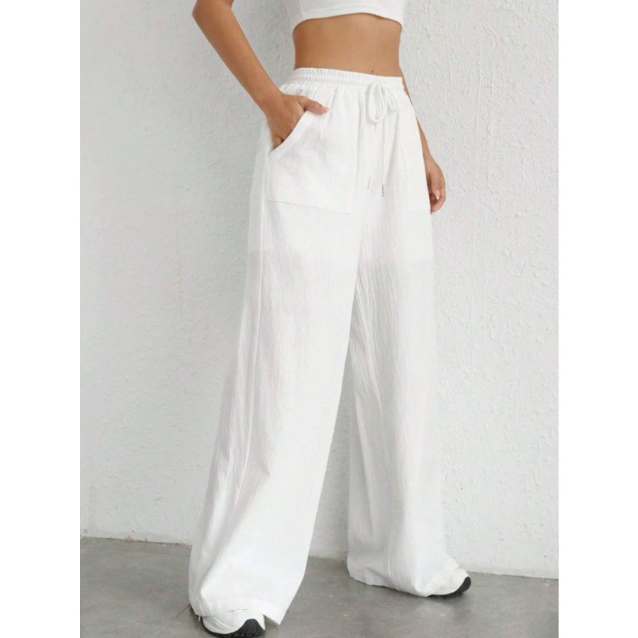 Drawstring Wide Leg Pants Apparel and Accessories