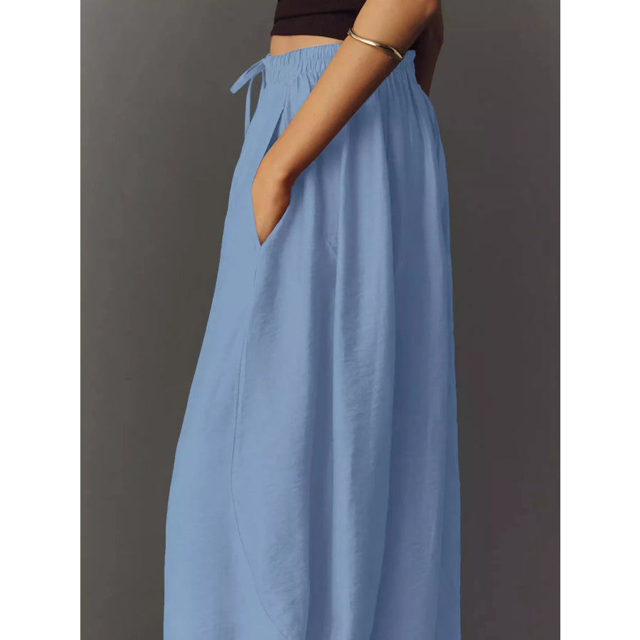 Drawstring Wide Leg Pants Apparel and Accessories