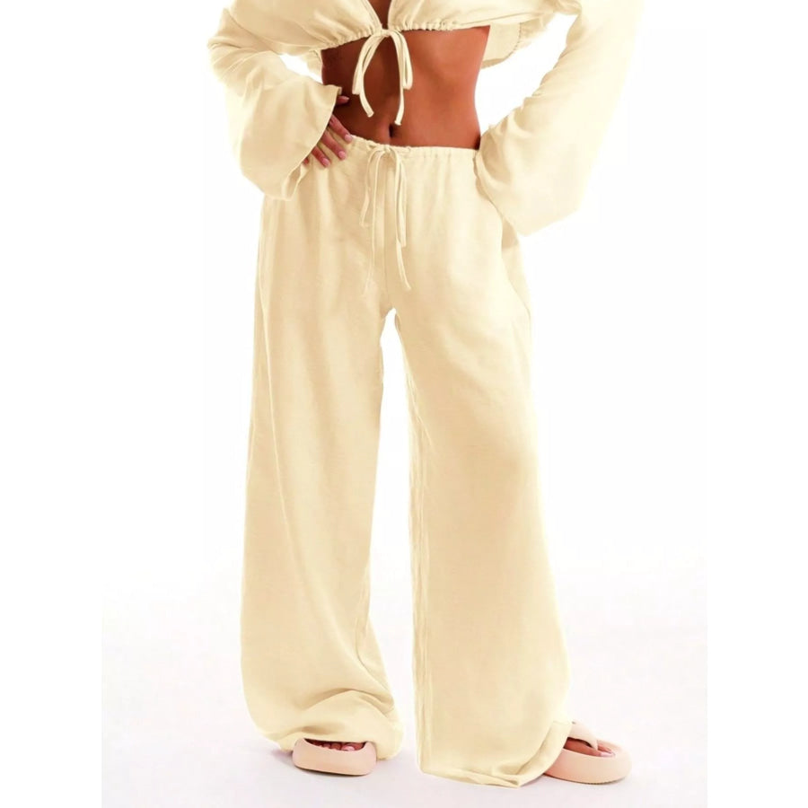Drawstring Wide Leg Pants Apparel and Accessories