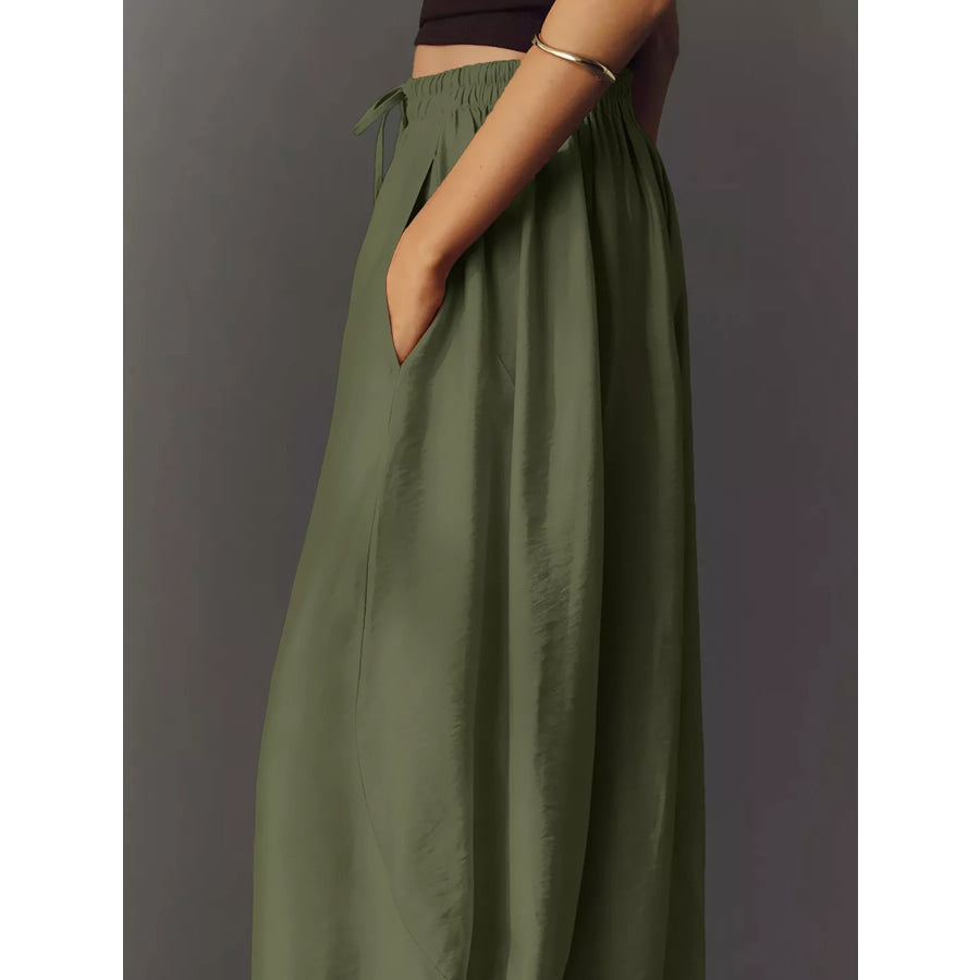 Drawstring Wide Leg Pants Apparel and Accessories
