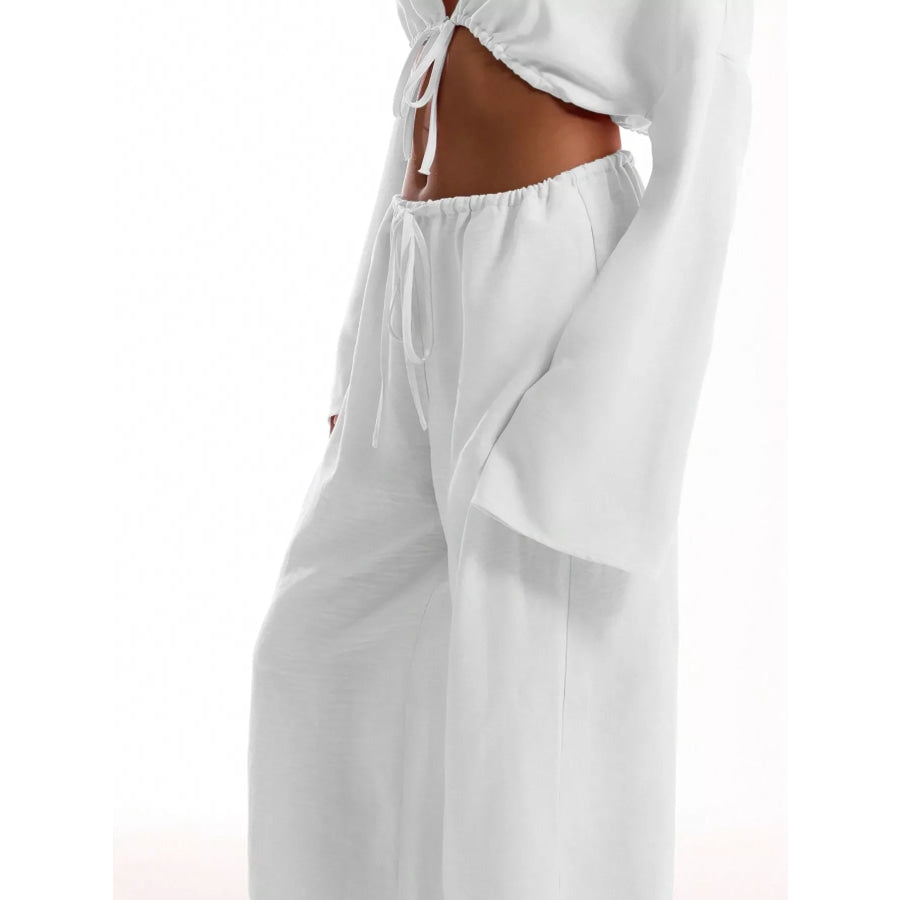 Drawstring Wide Leg Pants Apparel and Accessories