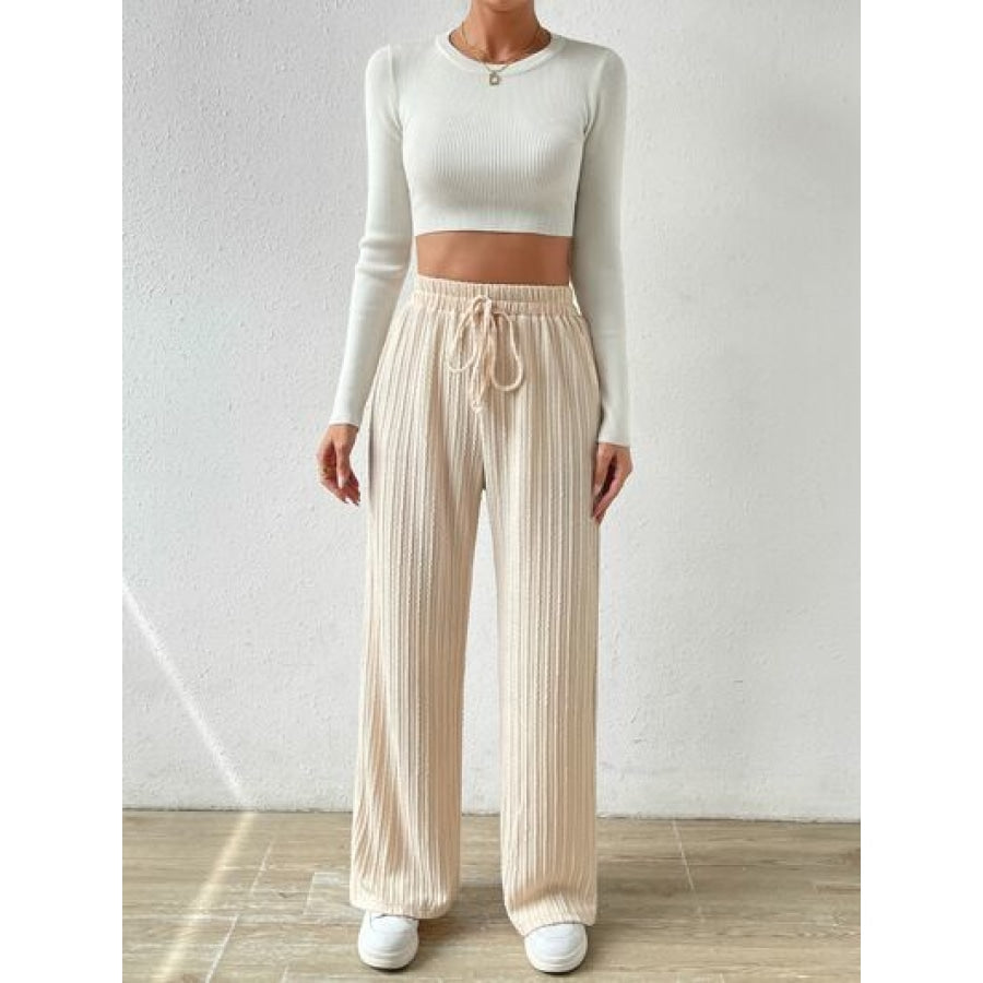 Drawstring Wide Leg Pants Apparel and Accessories