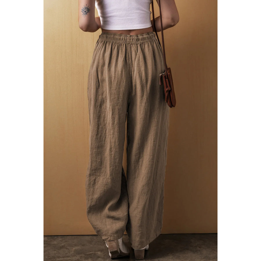 Drawstring Wide Leg Pants Apparel and Accessories