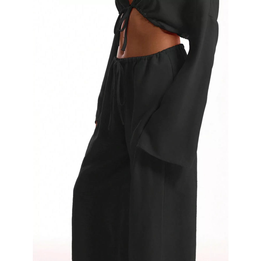 Drawstring Wide Leg Pants Apparel and Accessories