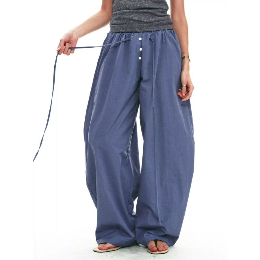 Drawstring Wide-Leg Pants Apparel and Accessories