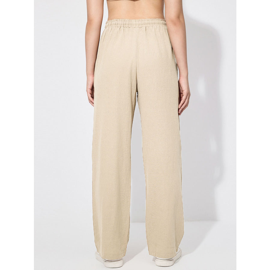Drawstring Wide Leg Pants Apparel and Accessories