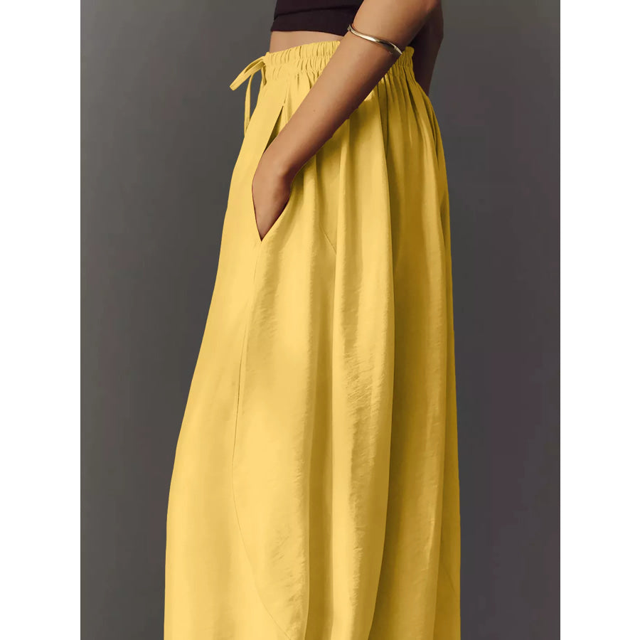 Drawstring Wide Leg Pants Apparel and Accessories