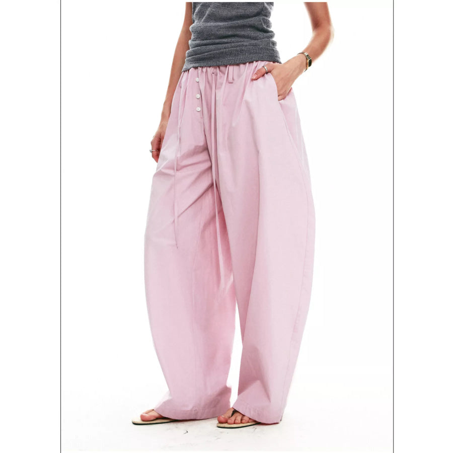 Drawstring Wide-Leg Pants Apparel and Accessories