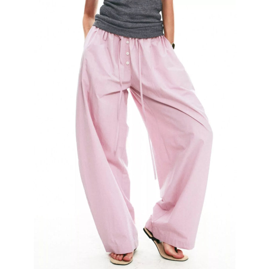 Drawstring Wide-Leg Pants Apparel and Accessories