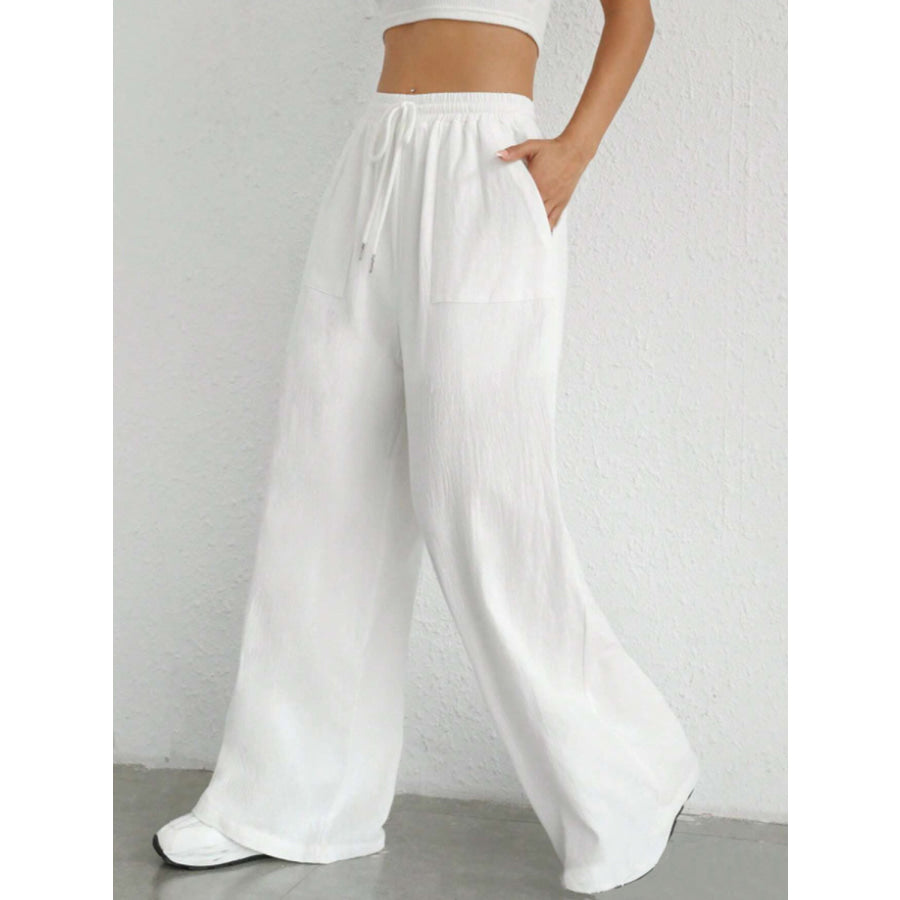 Drawstring Wide Leg Pants Apparel and Accessories