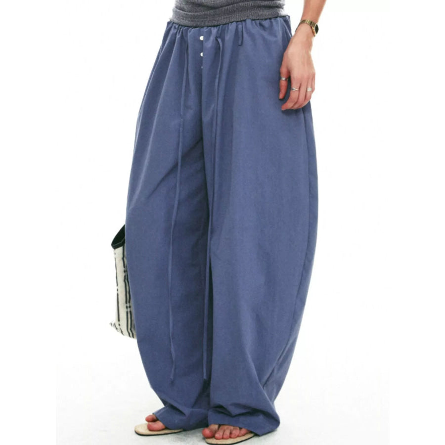 Drawstring Wide-Leg Pants Apparel and Accessories