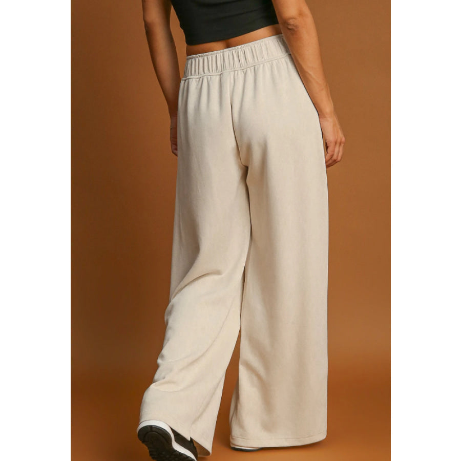 Drawstring Wide Leg Pants Beige / S Apparel and Accessories