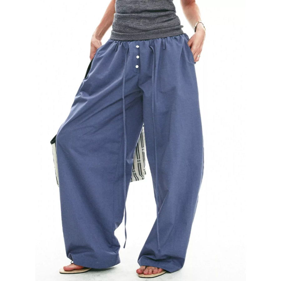 Drawstring Wide-Leg Pants Apparel and Accessories