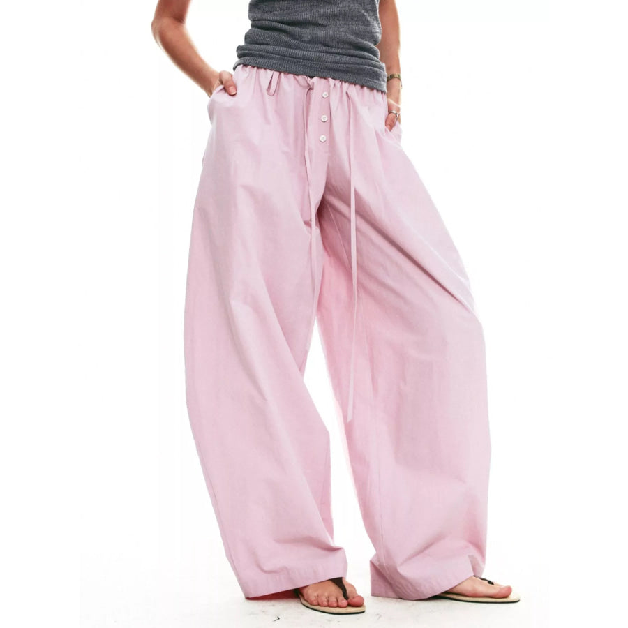 Drawstring Wide-Leg Pants Apparel and Accessories