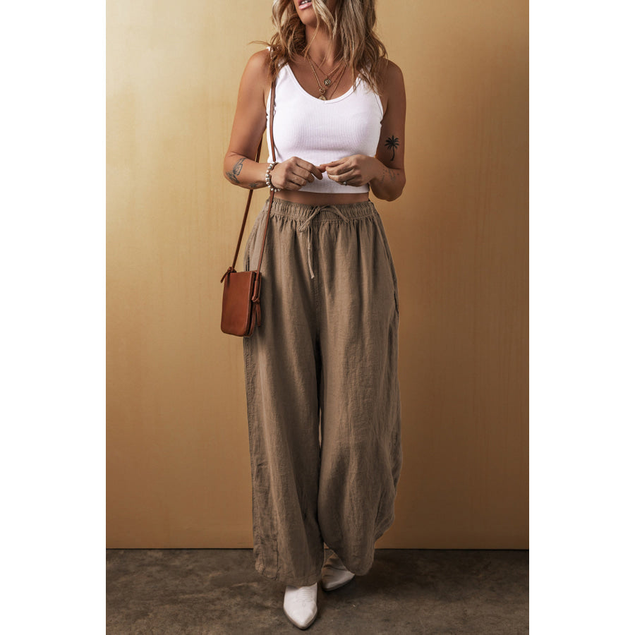 Drawstring Wide Leg Pants Apparel and Accessories