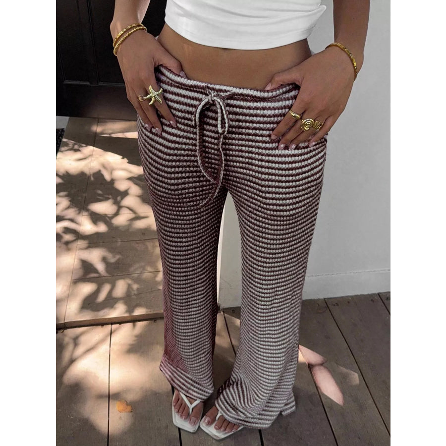 Drawstring Wide Leg Pants Apricot / S Apparel and Accessories
