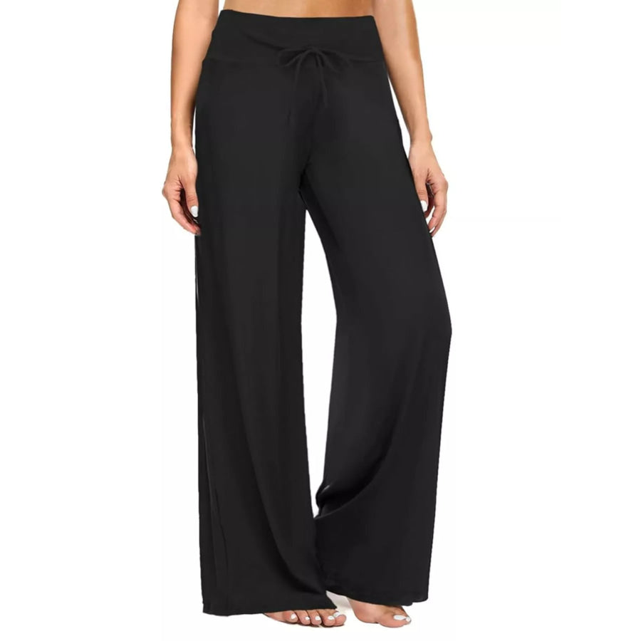 Drawstring Wide-Leg Pants Black / S Apparel and Accessories