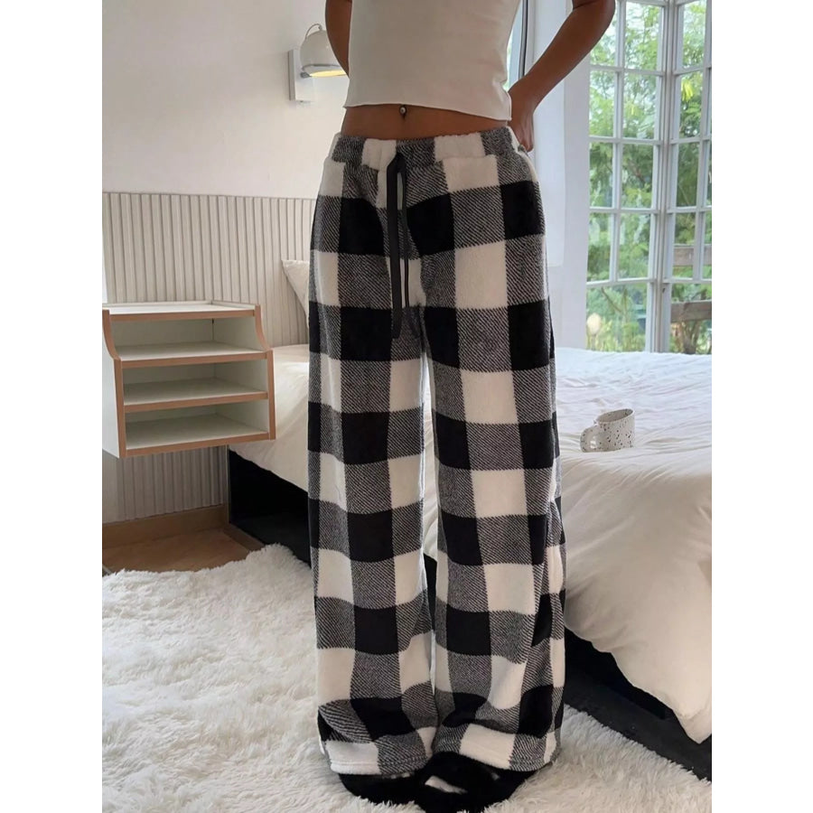 Drawstring Wide Leg Pants Black / S Apparel and Accessories