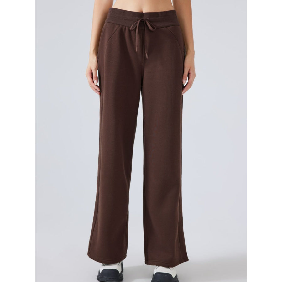 Drawstring Wide Leg Pants Chocolate / 4 Apparel and Accessories